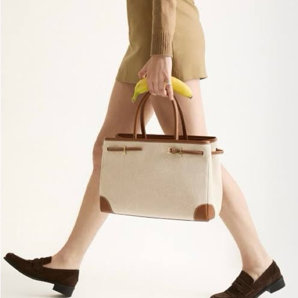 Verafied Beige Canvas Book Tote Bag - Picture 10 of 10